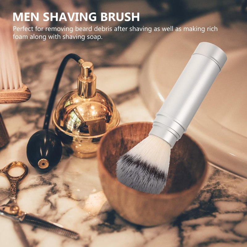SEWCHICS Men Shaving Brush Travel Beard Brush with Soft Nylon Bristles Compact for Facial Cleansing and Shaving Grooming