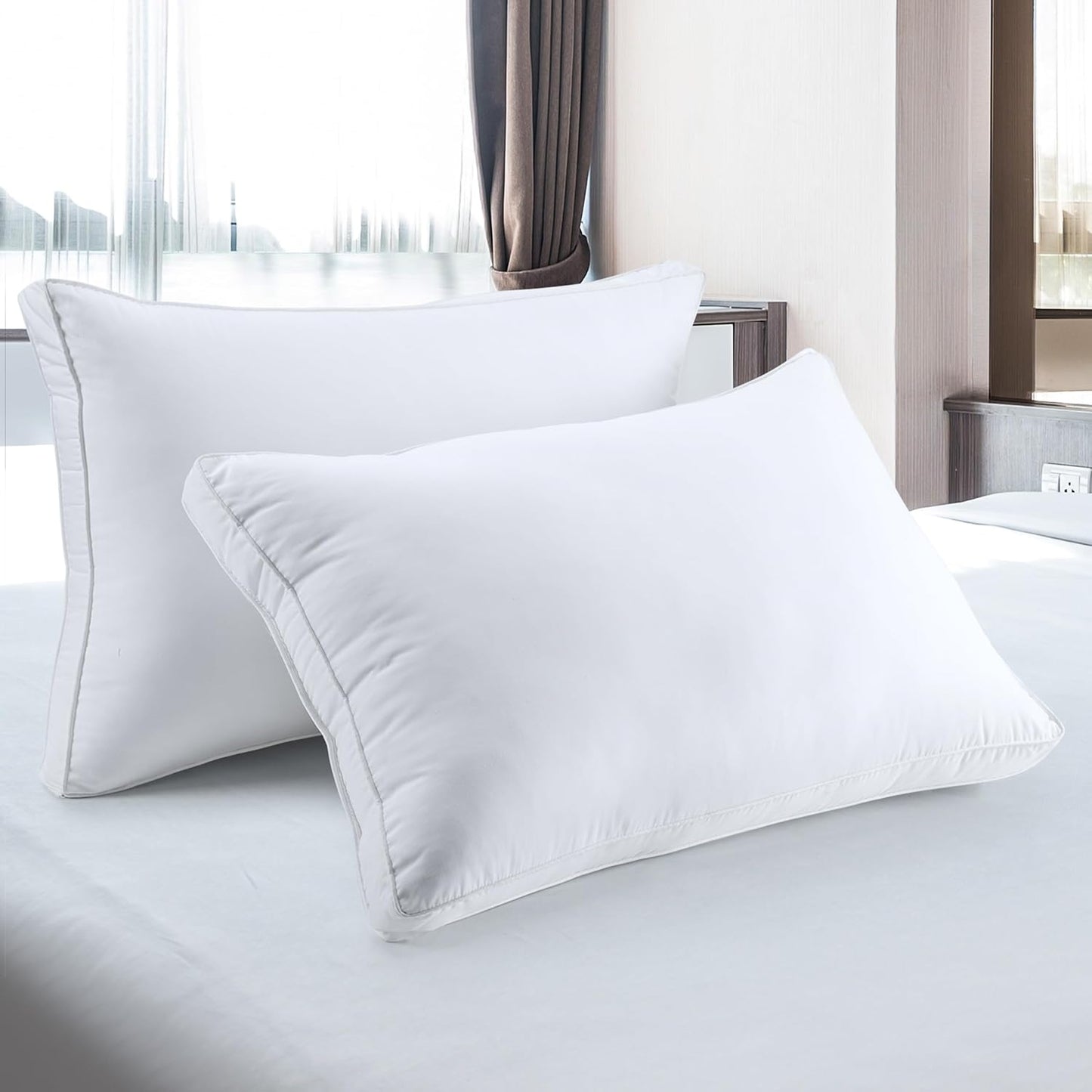 Utopia Bedding Down Alternative Pillows - Soft & Fluffy Queen Size Set of 2 | Cooling Gusseted Design for All Sleepers