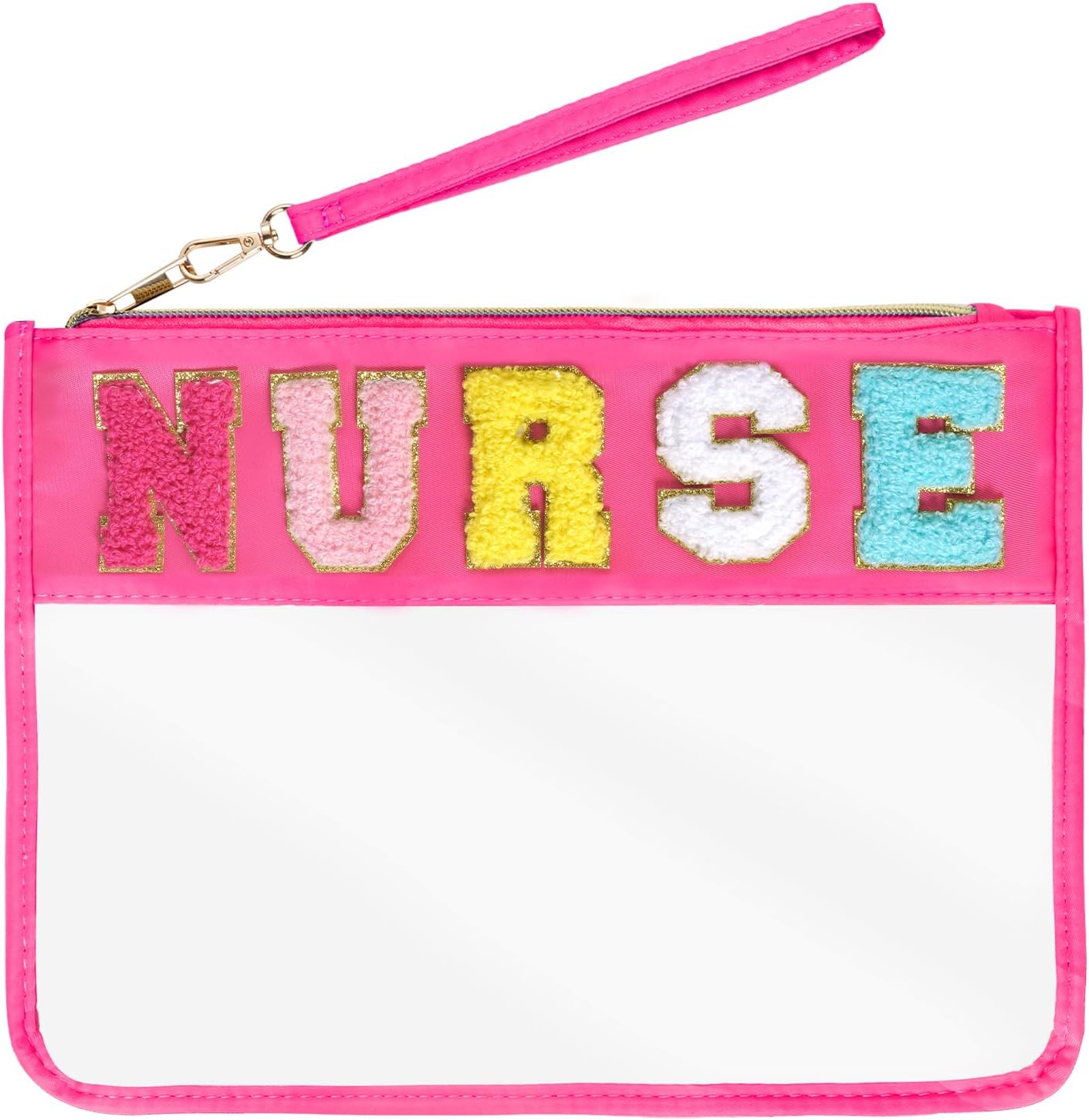 Chenille Letter Bag - Multi-Purpose Nylon Cosmetic Bag with Zipper | Travel & Gym Pouch (Black-Dance)