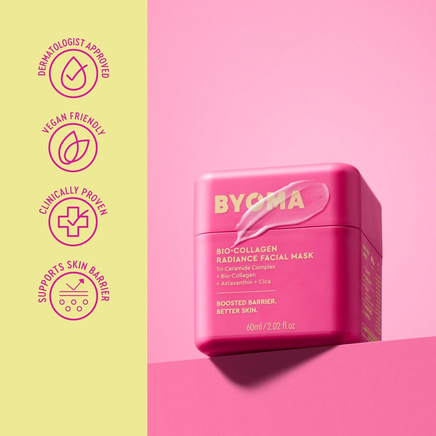 BYOMA Bio-Collagen Radiance Facial Mask - Transformative Liquid Sheet Mask for Glass Skin - Instant Radiance, Visibly Improved Elasticity, Reduces Appearance of Wrinkles - Cica & Ceramides, 60mL