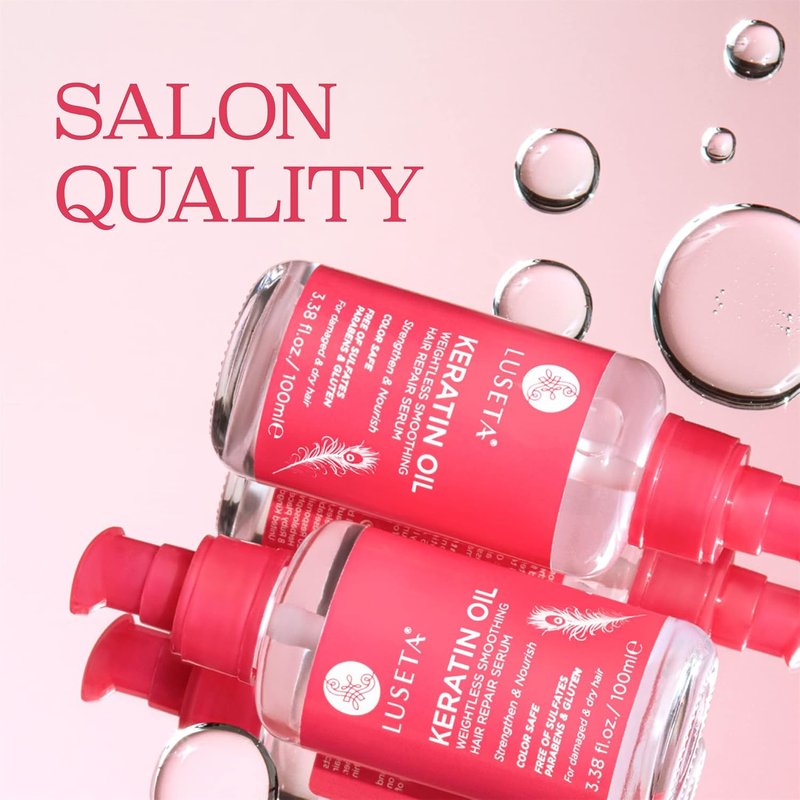 Luseta Keratin Hair Oil Serum - Strengthening Treatment for Color-Treated & Damaged Hair | 3.38 oz, Sulfate-Free