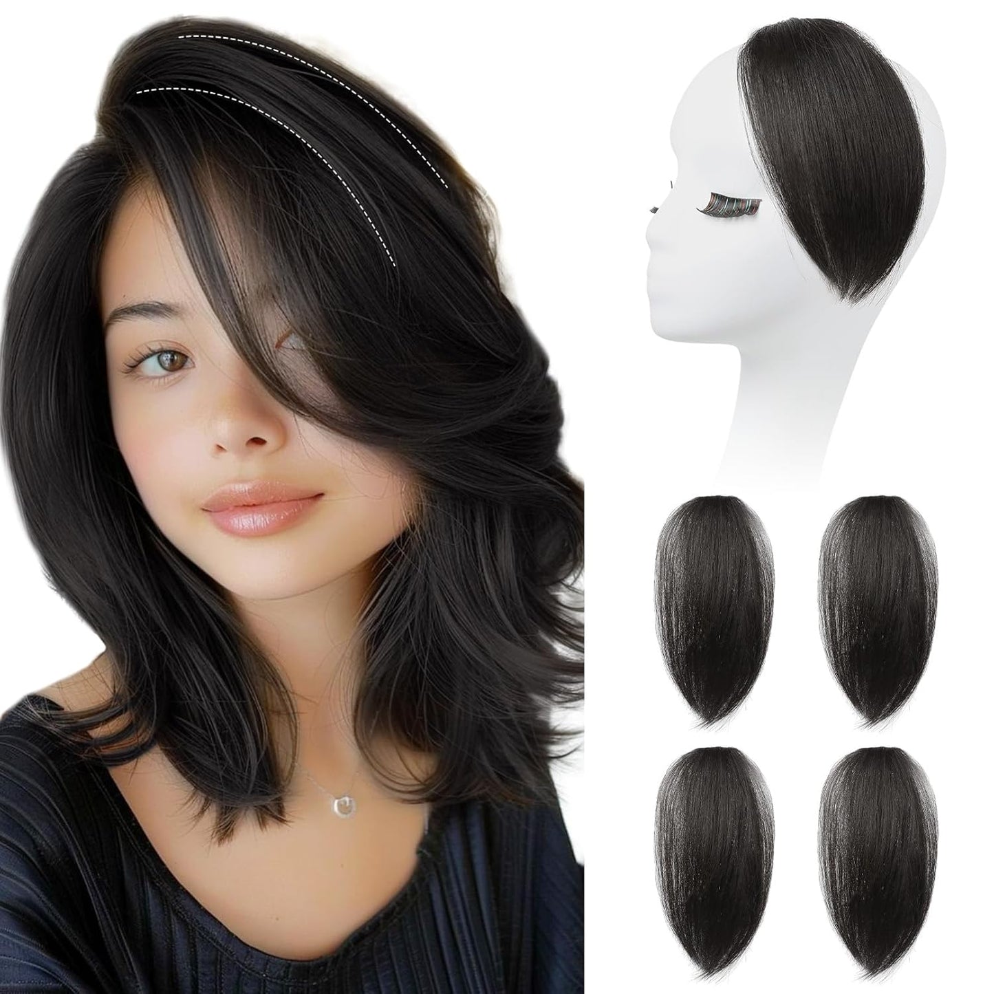 REECHO Clip In Hair Volumizer - Short Thick Hairpieces for Extra Volume | Light Brown with Blonde Highlights, 8 Inch (Pack of 2)