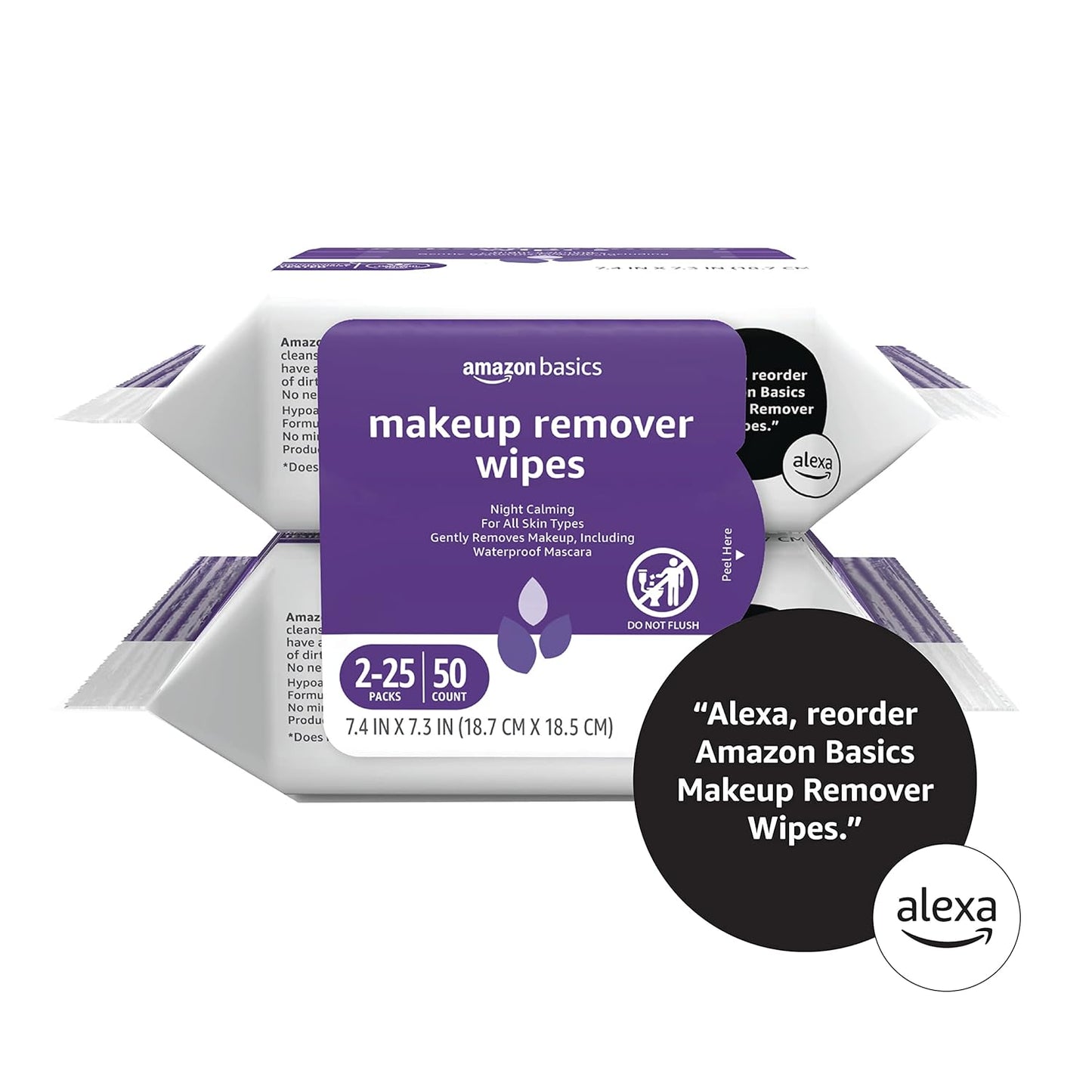 Makeup Remover Wipes - Gentle Plant-Based Cleansing | Alcohol-Free, 25 Count (Pack of 2)