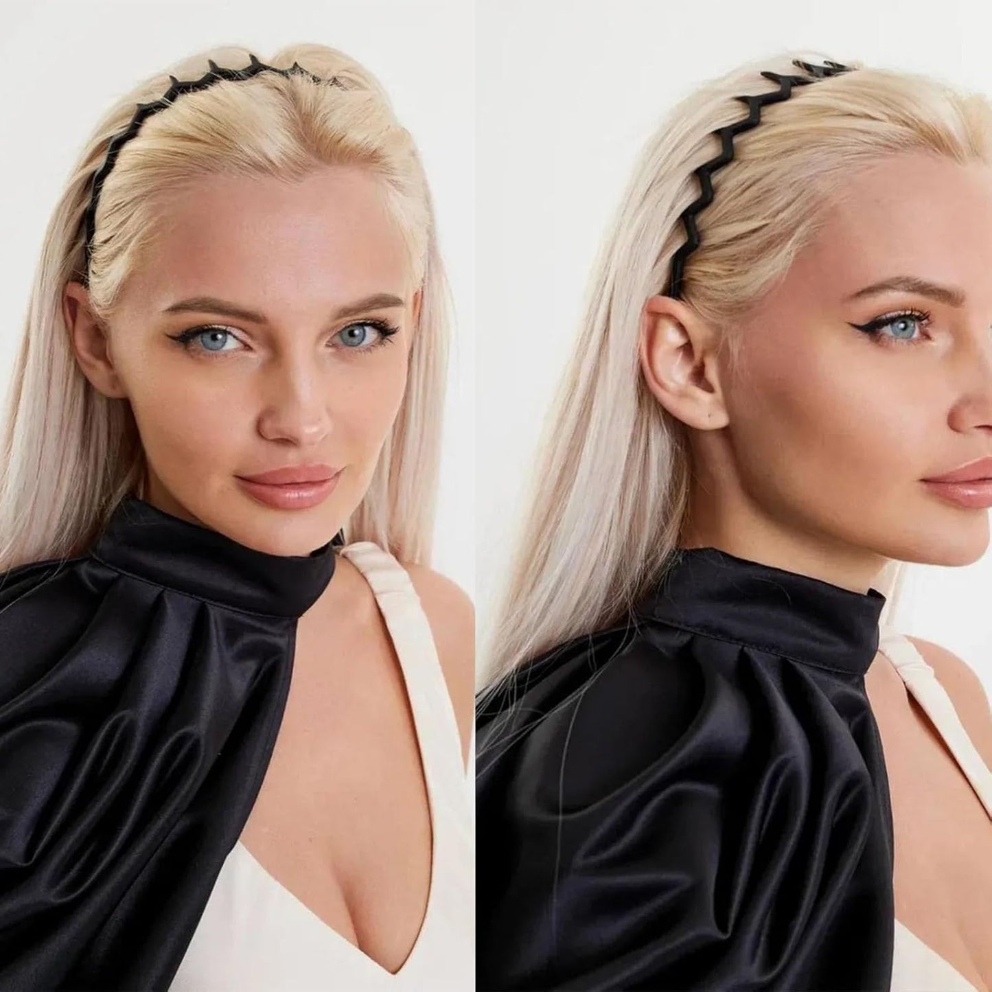 Zig Zag Hair Headbands - 6 PCS Plastic Wavy Comb Accessories for Women & Girls | Classic Black & Retro Leopard