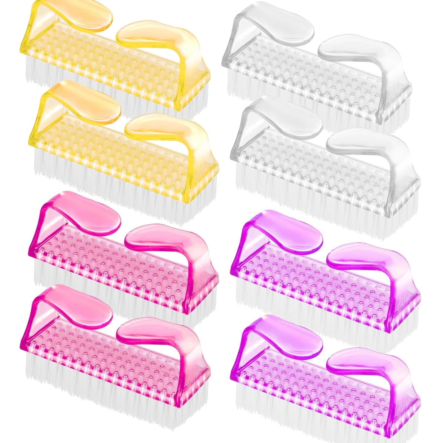 Nail Brushes for Cleaning Fingernails - Handle Grip Scrubber Kit | 8-Pack Manicure & Pedicure Tools for Men & Women