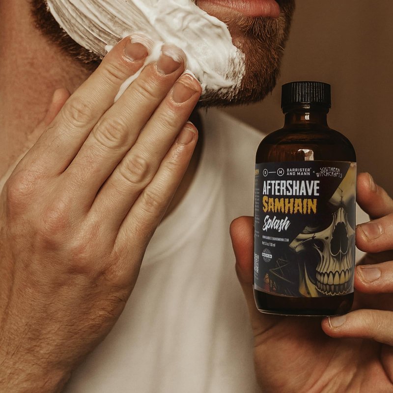 Barrister and Mann Aftershave Splash - Moisturizing & Nourishing for Beards Shave Balm Daily Moisturizer Soothes Face After Shaving Eliminates Razor Burn for A Silky Smooth Finish 3.5oz (Hallows)