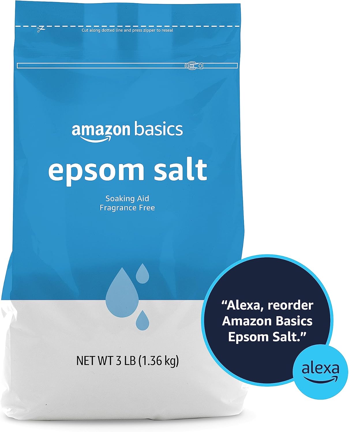 Epsom Salt Soak - Unscented Magnesium Sulfate for Muscle Relief | 3 lb Resealable Bag