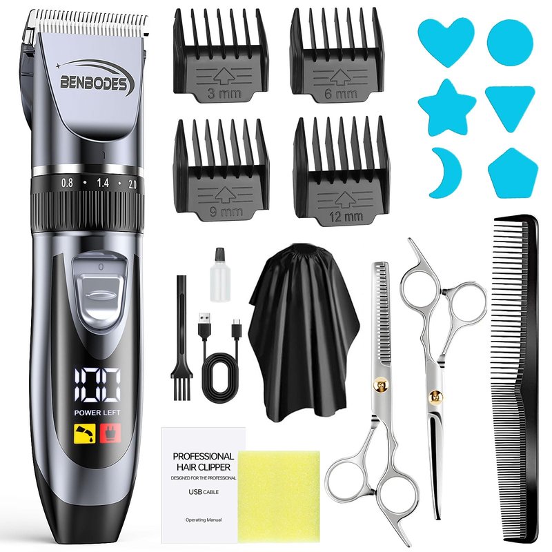 Men's Hair Clippers & Beard Trimmer Grooming Kit,All-in-one Professional Haircut Set,Cordless Rechargeable Hair Clipper with LED Display for Barbers Hair Trimming,Home Grooming Gifts for Men