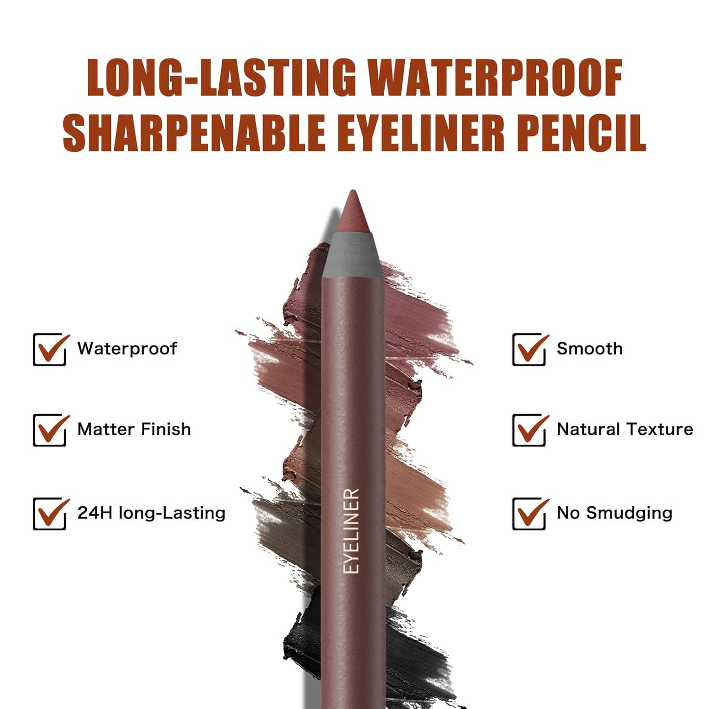 Chocolate Eyeliner Pencil - 24HR Waterproof, Smudge-Proof & Creamy Glide | Vegan, Sensitive Eye Safe