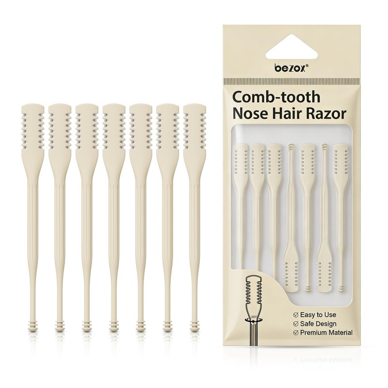 BEZOX 7PCS Manual Nose Hair Trimmer - Rotating Nasal Hair Razor Cutter with Ear Picker for Women and Men - Portable Nostril Hair Remover Tools