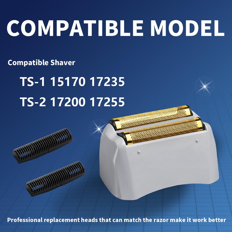 2 Pack Pro Shaver Replacement Foil and Cutters Compatible with andis 17150(TS-1)/17155/17200 Shaver ProFoil Lithium Replacement Golden