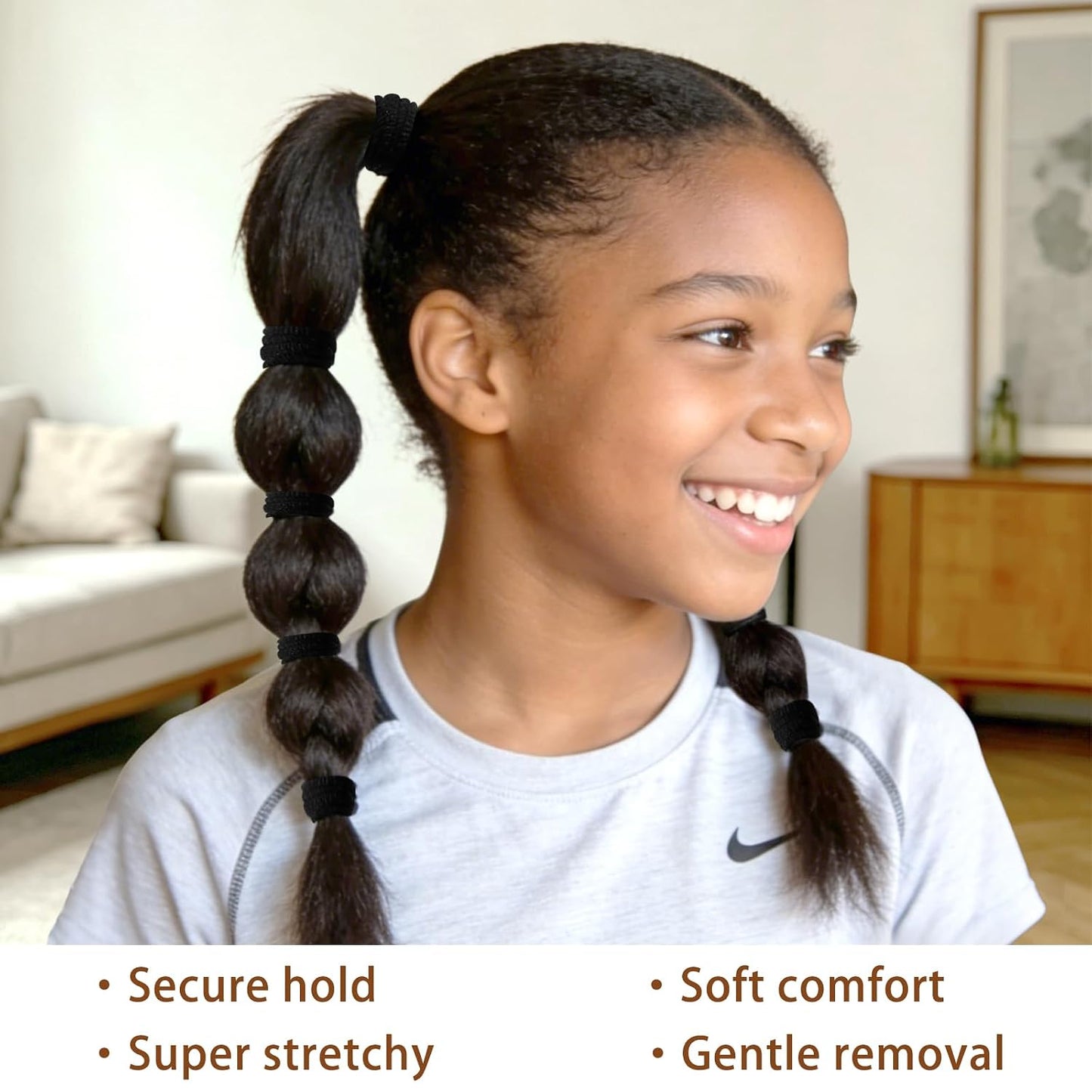 CZZXI Hair Ties for Fine Hair - 150Ct No Damage Seamless Elastic Ponytail Holders | Soft Nylon, Black