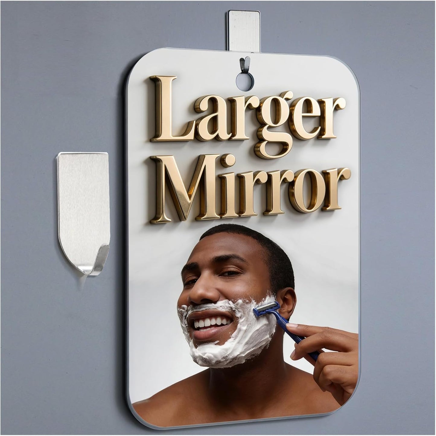 Fogless Shower Mirror for Shaving - Shatterproof 11x8 Inch Wall-Mounted | No-Drill, Waterproof Bathroom Accessory