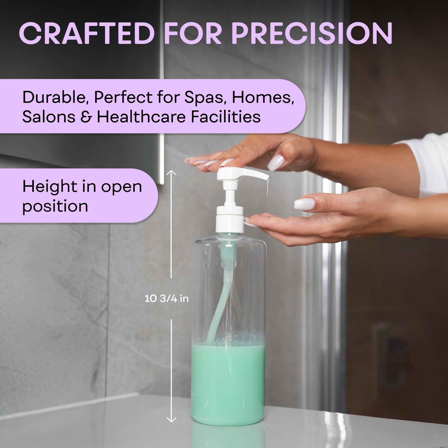 BRIGHTFROM Empty Shampoo Pump Bottles, 32 OZ / 1 Liter, BPA-Free Cylinder Containers, Household & Commercial Use, 2 Pack - Leak Proof