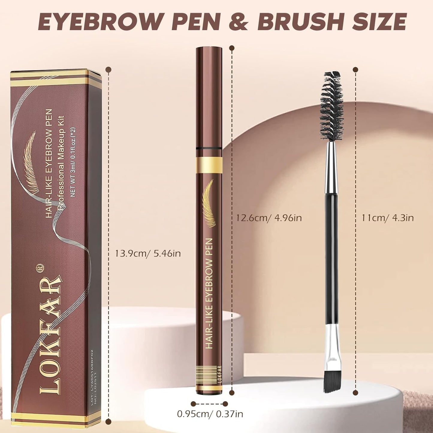 Microblading Eyebrow Pen Set - Waterproof 4-Tip Precision Pencils with Brushes | Light Brown