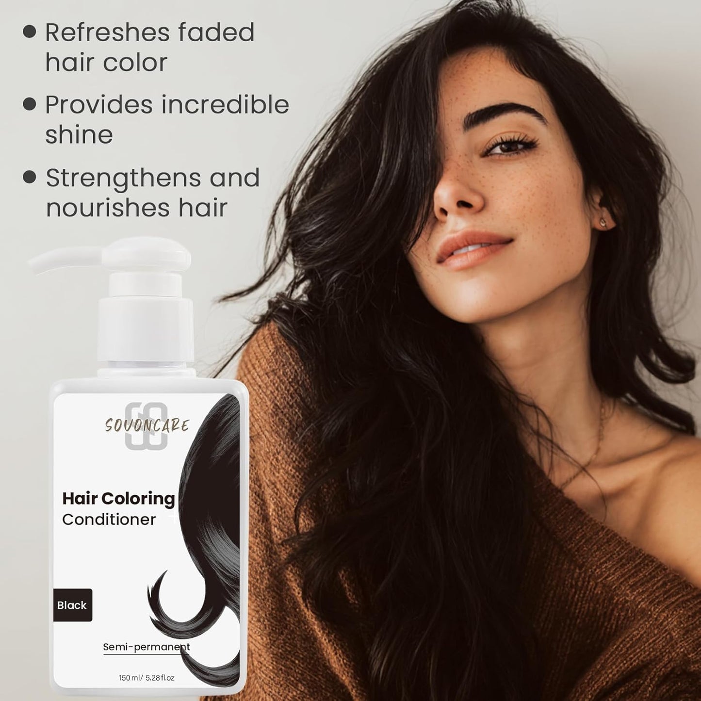 SOVONCARE Black Hair Color Depositing Conditioner Mask - 5.28 Oz | Cruelty-Free Formula for Vibrant Color