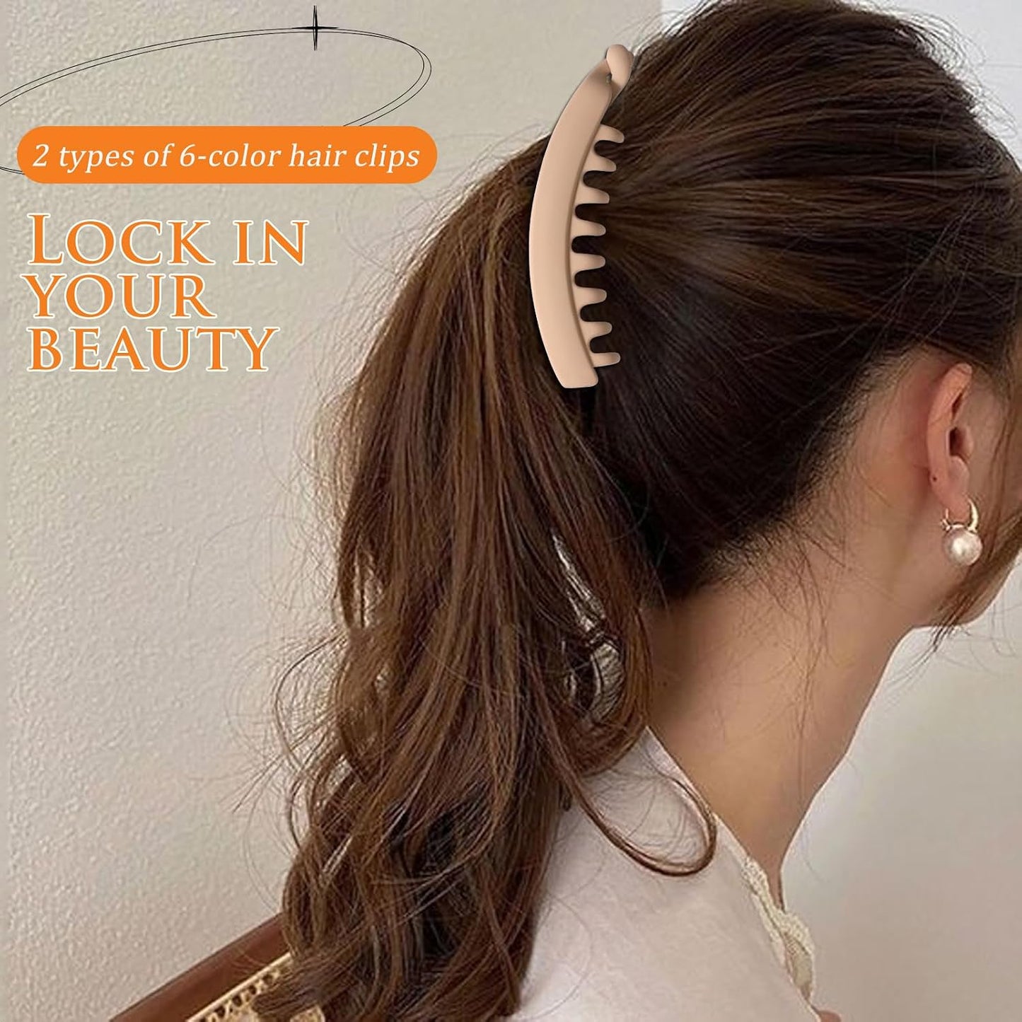 Banana Hair Clips - 6 Pcs Large 5-Inch Non-Slip Claw Clips for Women & Girls