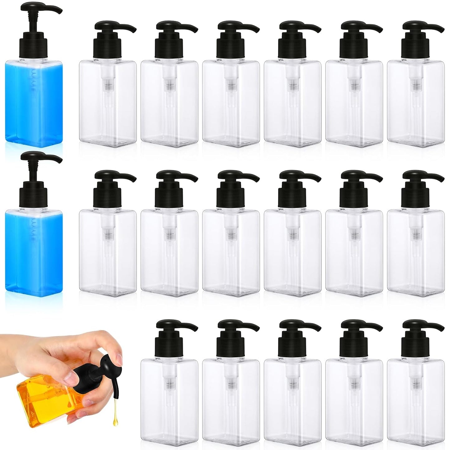 12 Pcs Mini Travel Pump Bottles - 100ml Plastic Dispenser Containers | Green & Brown