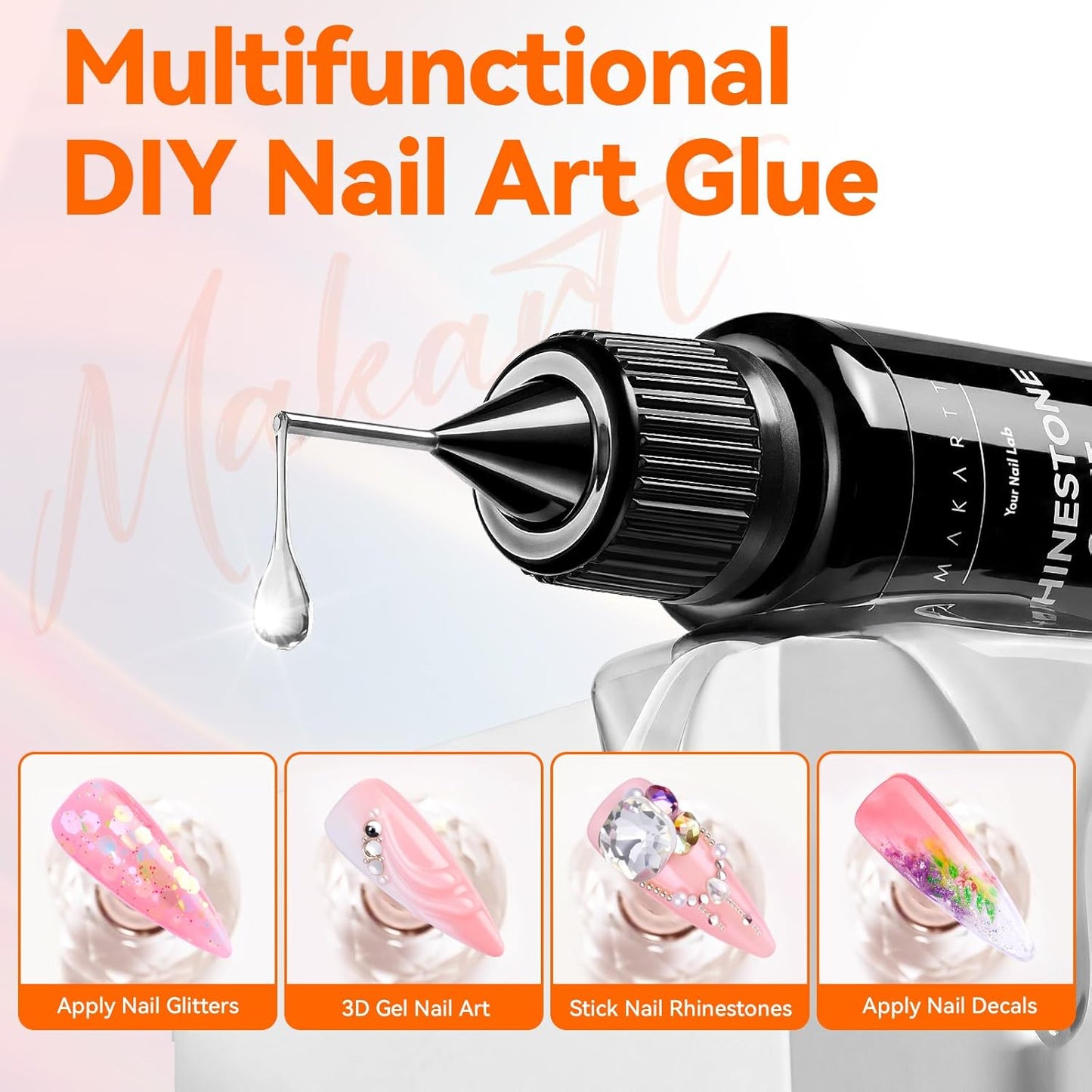 Rhinestone Nail Art Glue - Strong Hold 3D Gel for Charms & Gems | UV Cured, 2 Pcs Set