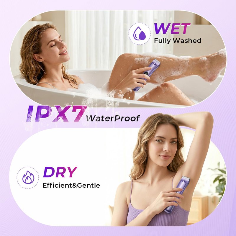 4 in 1 Bikini Trimmer for Women, Electric Razors for Women - Dual Head, Wet & Dry Use Pubic Body Hair Trimmer Electric Shavers, Rechargeable Womens Facial Razors for Legs, Nose, Armpits, Bikini Area