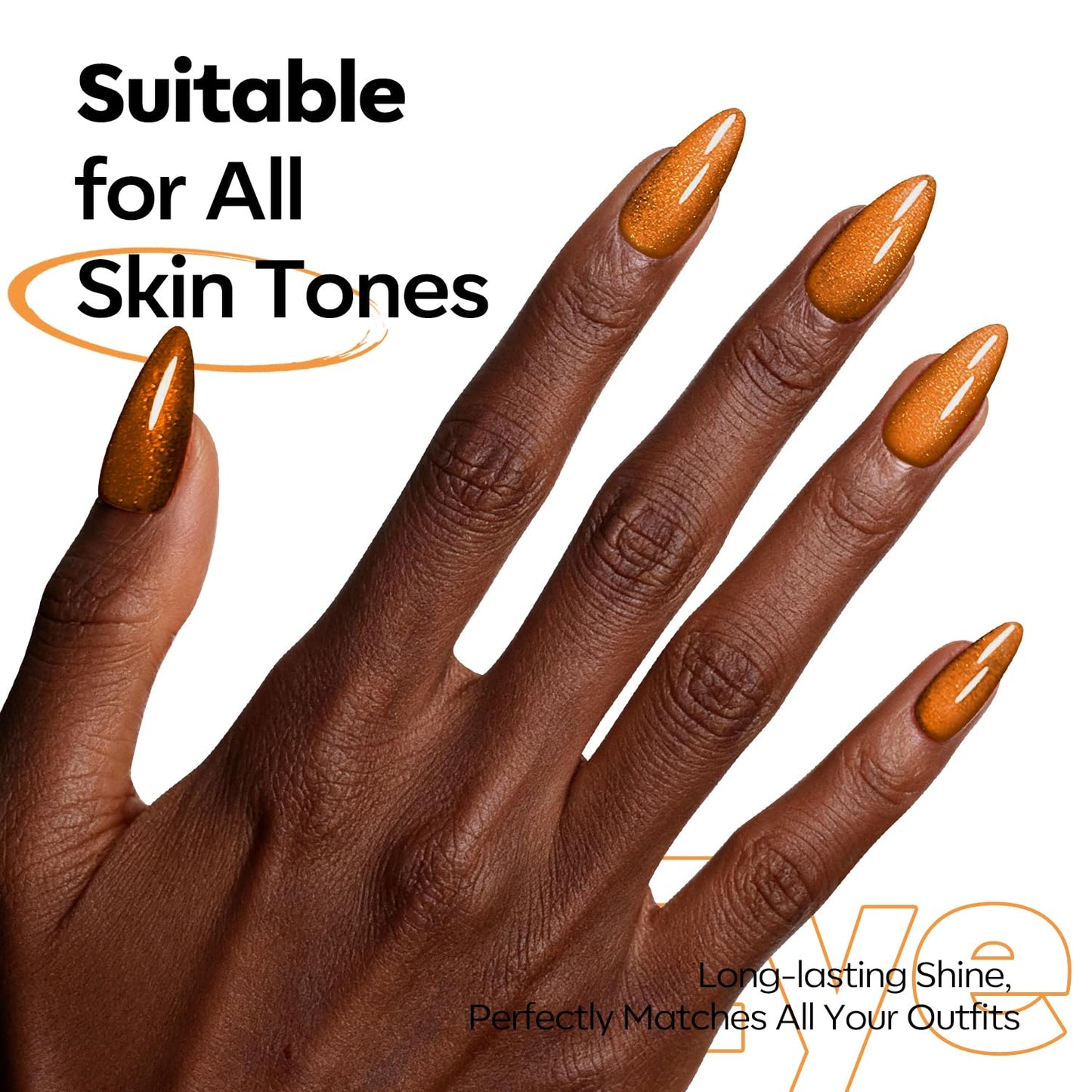 Cat Eye Gel Nail Polish - Glitter Brown Magnetic UV Soak Off | Shimmer Top Coat for DIY Manicure
