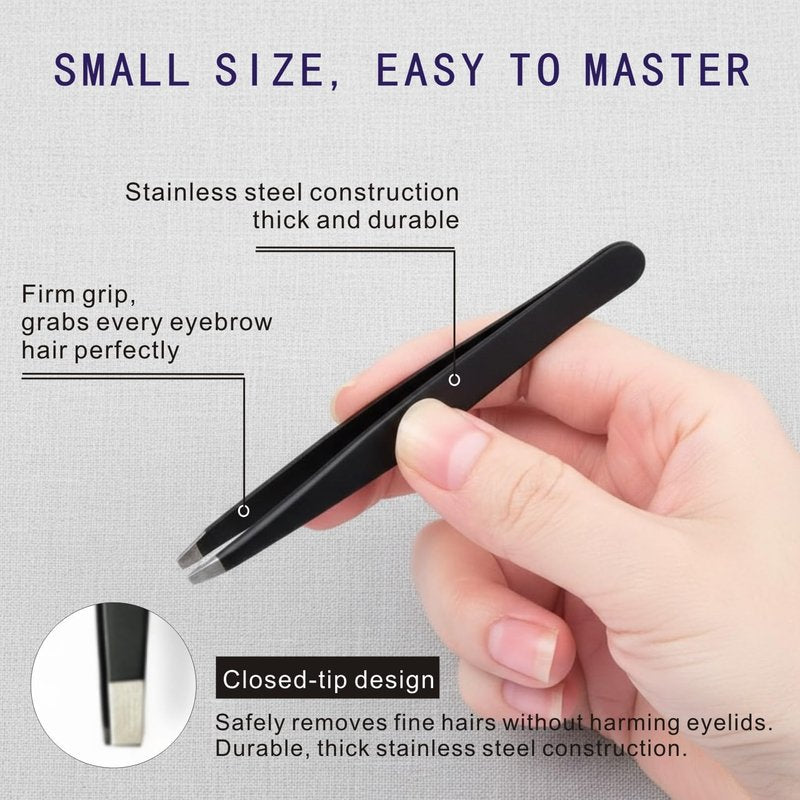 MIQUENYA 8 Pcs Eyebrow Kit, with Small Eyebrow Scissors with Comb,Eyebrow Razor Kit, Eyebrow Tweezers, Stainless Steel Nose Hair Scissors, Double-ended eyebrow Brush,Travel Size or Home, Gifts, Pink