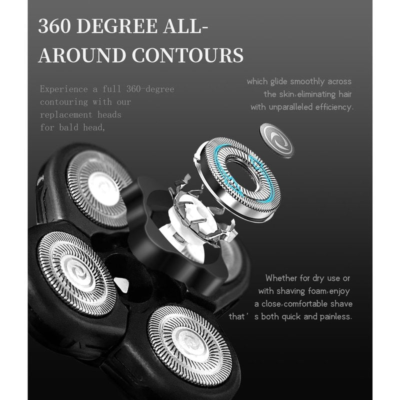 Pinkind Replacement Shaver Heads Compatible with Freebird Shaver, 5 Blades Refills for Bald Men, Electric Razor Replacement Heads for Freedom Grooming with 3 Cleaning Brush