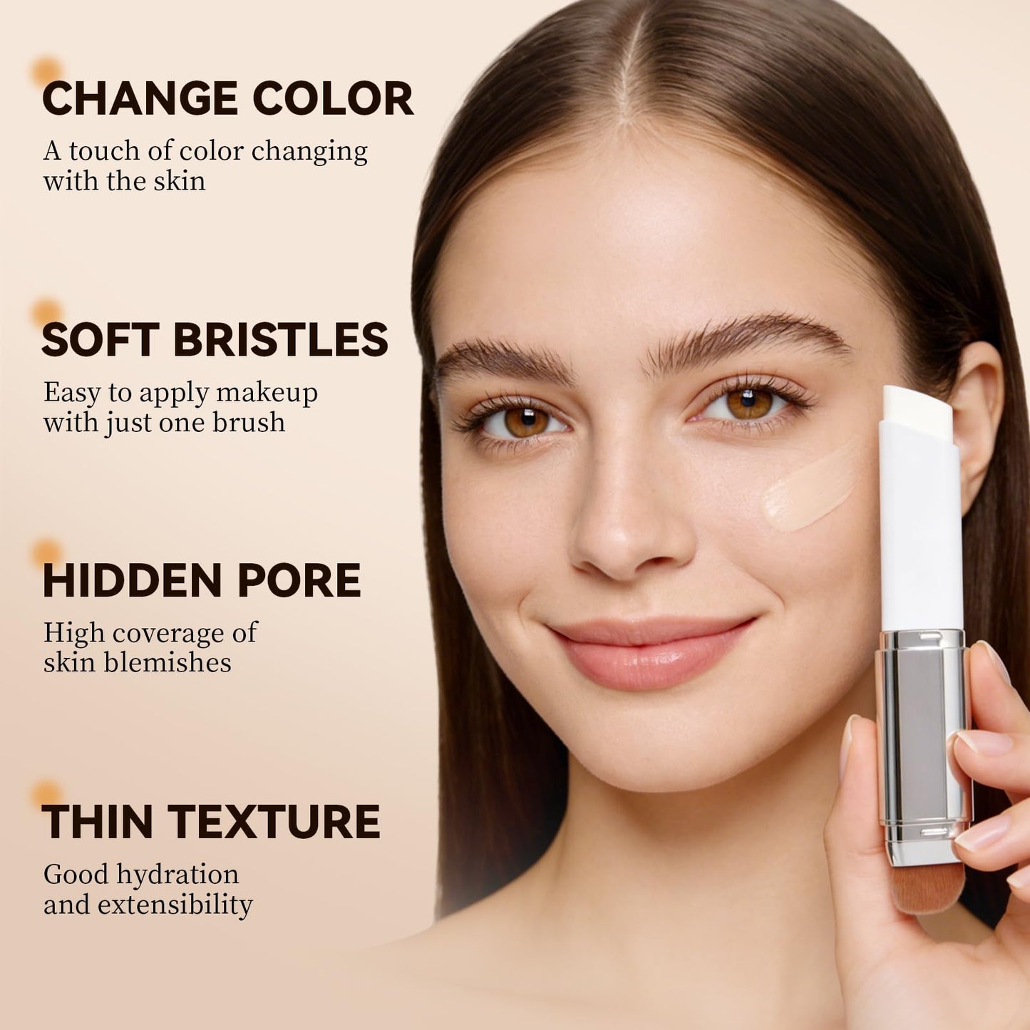 2-in-1 White Color Changing Foundation Stick, 202 Natural