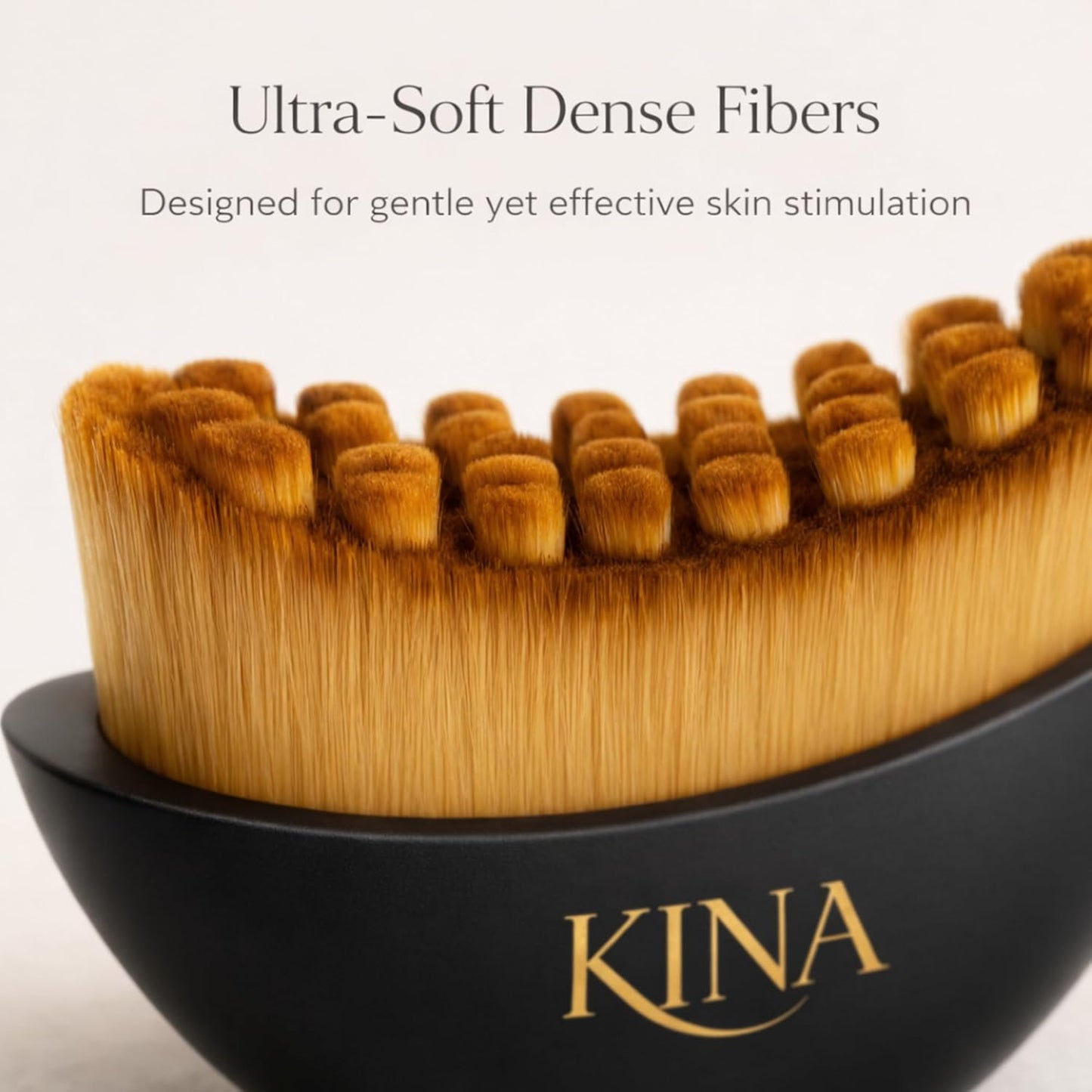 Kina Lymphatic Drainage Face Brush - Gua Sha Tool for Puffiness & Contouring | Ultra-Soft Bristles, Wooden Handle | Detox & Sculpt (Black)