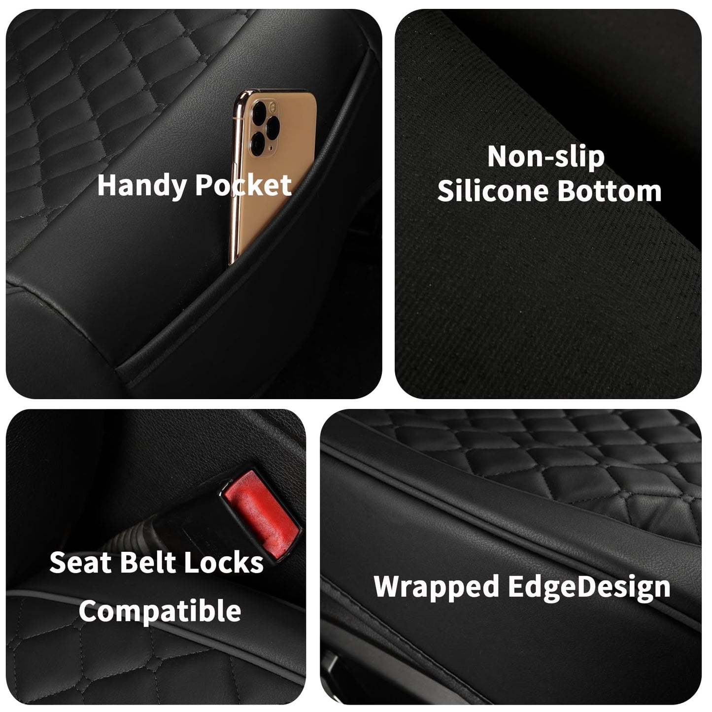 ZMOIVOK 2pcs Car Seat Covers for Upgrade Leather,Car Seat Protector Water Proof Material,No Slip Soft,Side Wrapping,Bottom Seat Covers Universal for Most Automotive,Vans,Trucks,Suvs (Black)