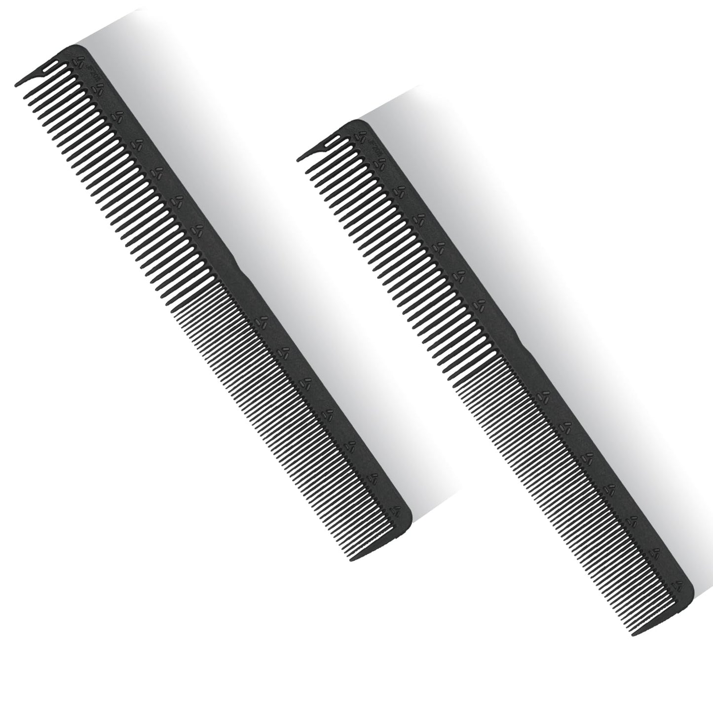 PERFEHAIR 2-Pack Professional Round Tooth Hair Cutting Comb, Black Carbon Fiber Anti-Static & Heat Resistant, Durable Barber Combs with Fine & Wide Tooth for Precise Haircut for Men & Women