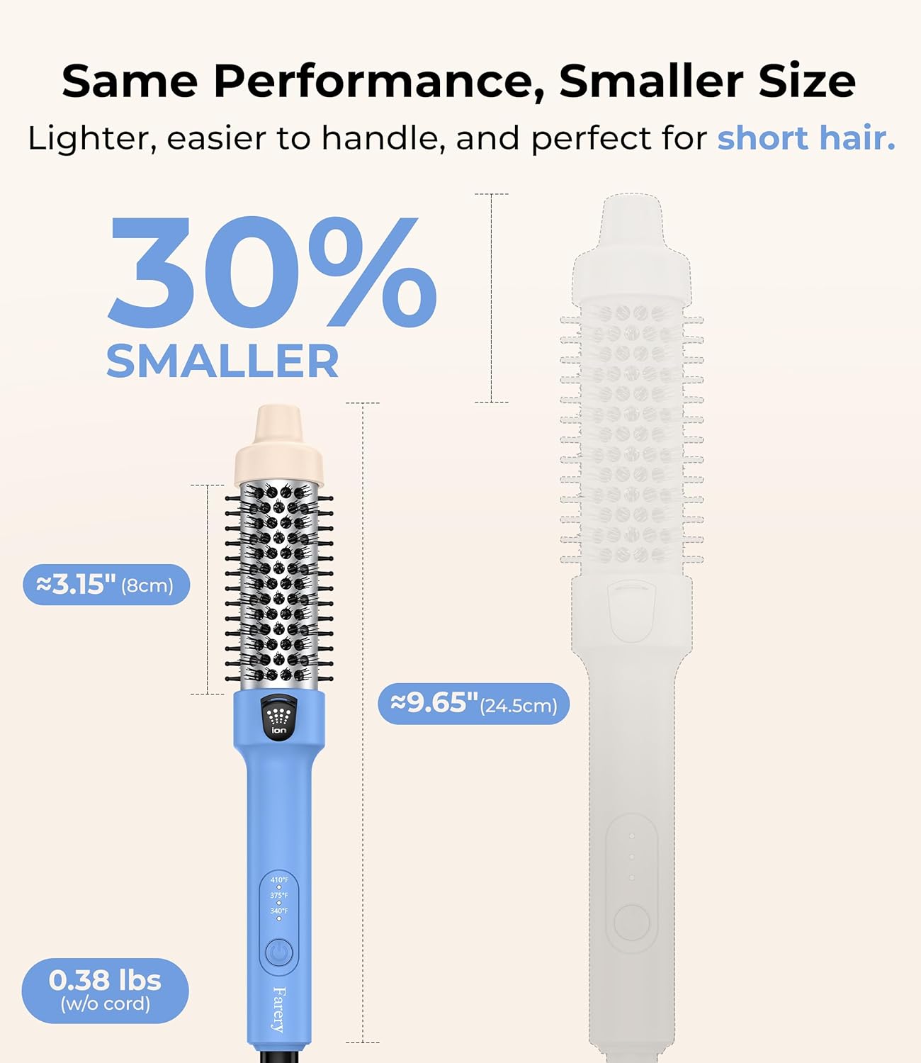 Ionic Thermal Brush - 1.2 Inch Heated Curling Brush with Tourmaline Ceramic Barrel | 3 Heat Settings, Dual Voltage for Travel