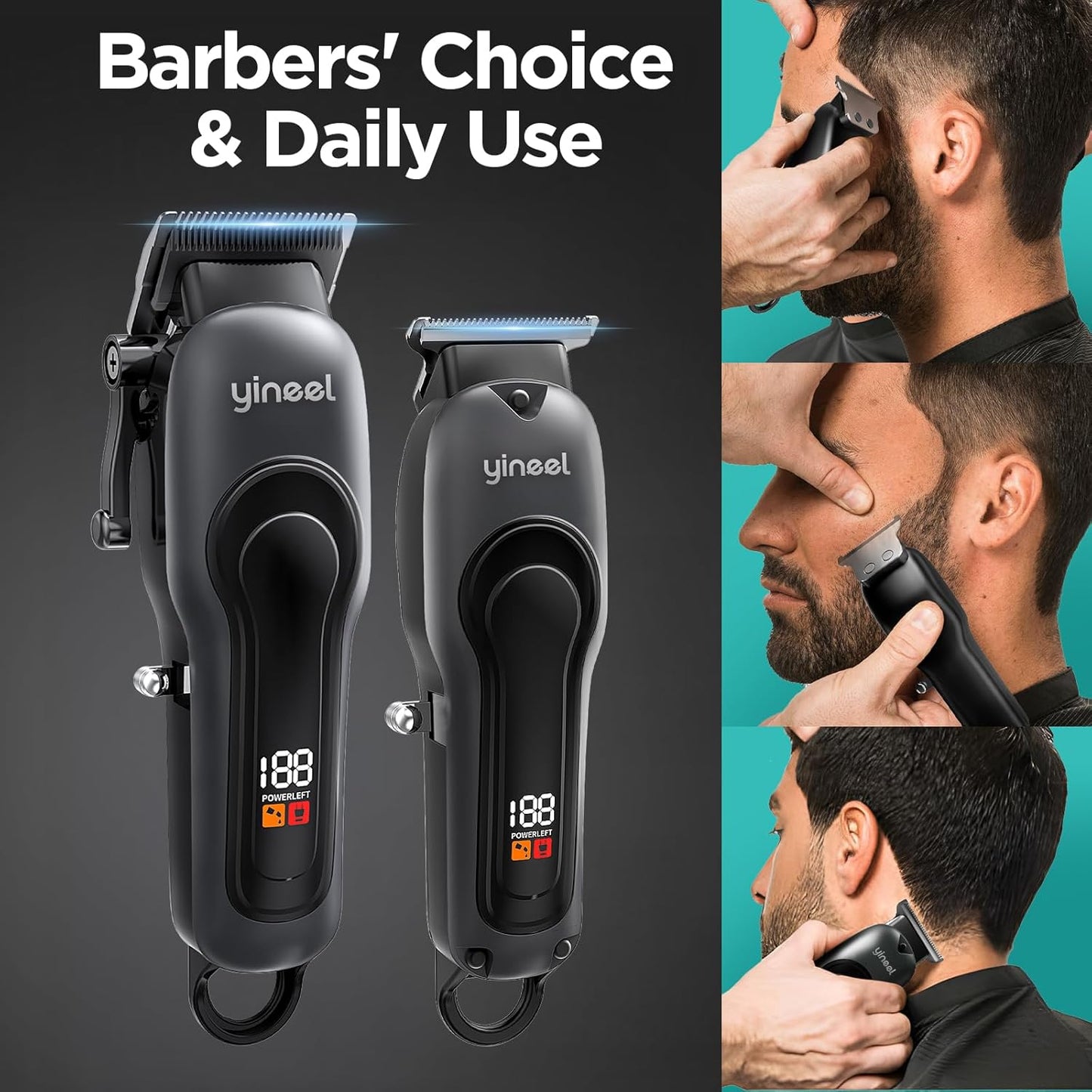 Professional Hair Clippers for Men - Cordless Trimmer Set with LED Display | Super Quiet Hair Cutting Kit