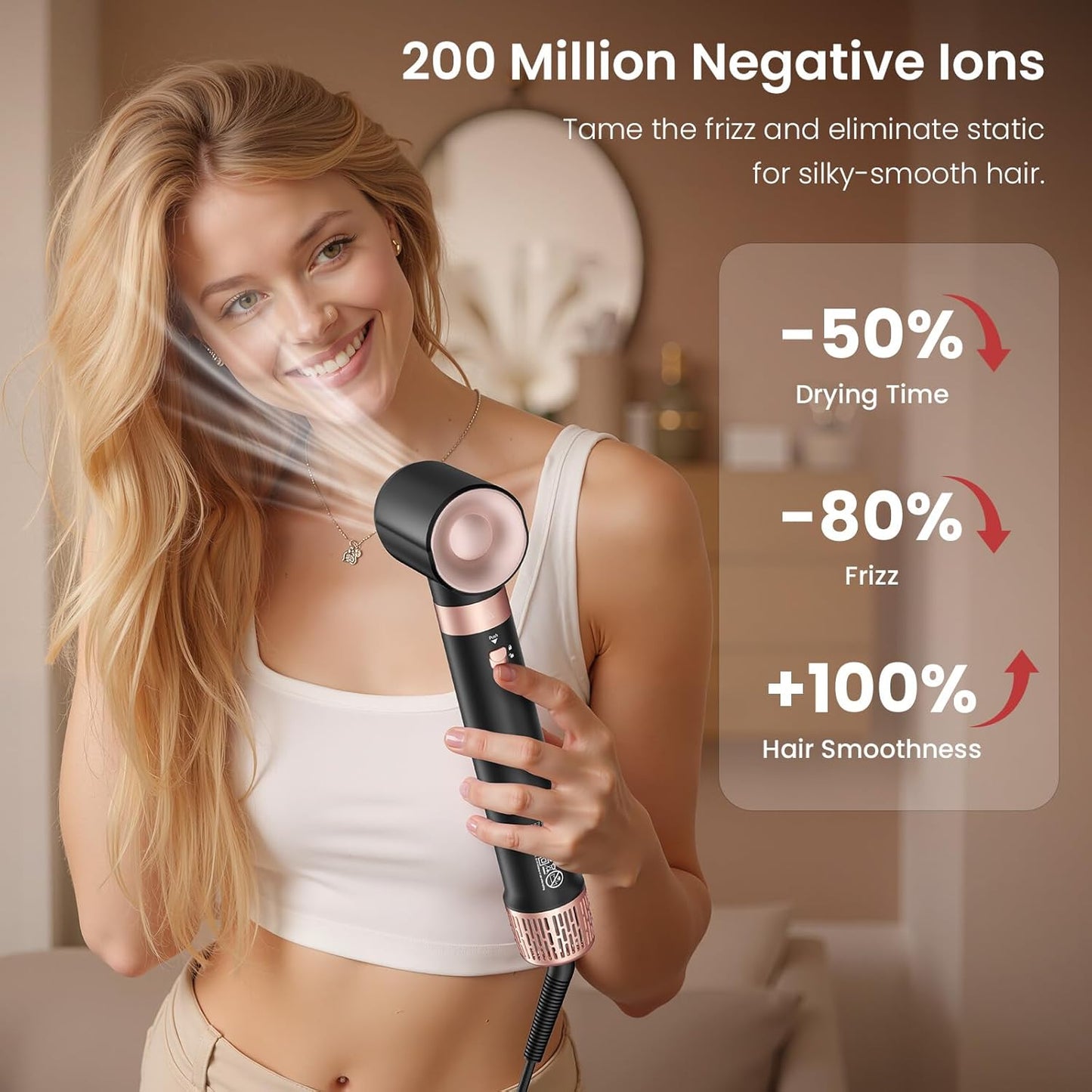 Dual Voltage Hair Styler - 3-in-1 High-Speed Hair Dryer & Auto-Wrap Curling Barrels | Travel-Friendly 110-240V with Bag