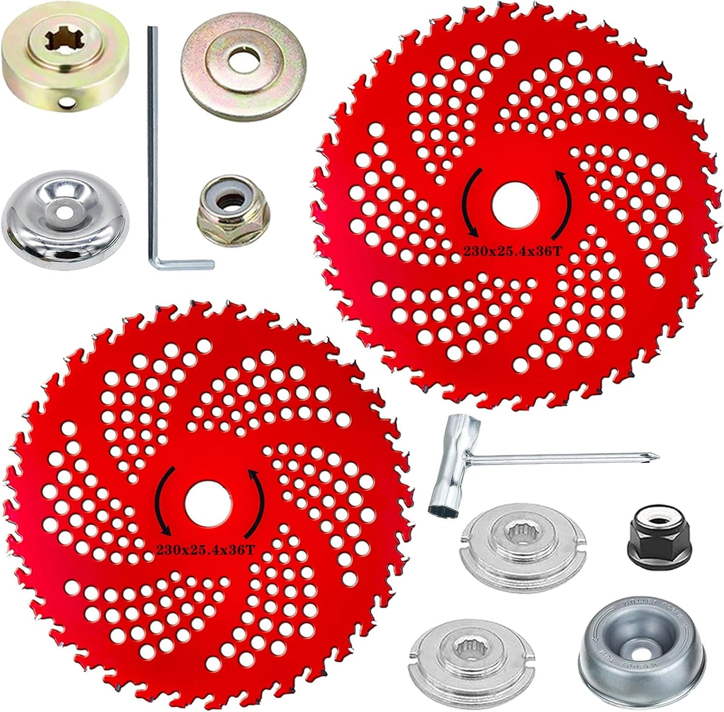 Carbide Tipped Brush Cutter Blades - 9" x 36 Teeth with Adapter Kit | 2PCS for Weed Eaters & Trimmers