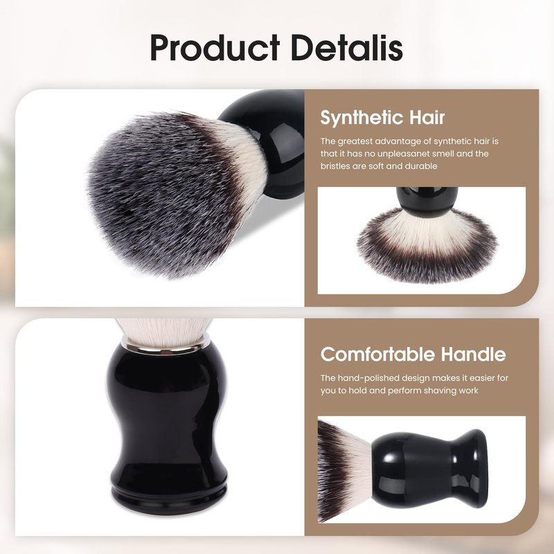 Keropy 2-in-1 Shaving Brush and Razor Stand, Black Acrylic Razor Holder with Brush, One-Piece Shave Brush Stand, Safety Razor Stand for Men, Universal Bathroom Storage Organizer, Grooming Gift for Men