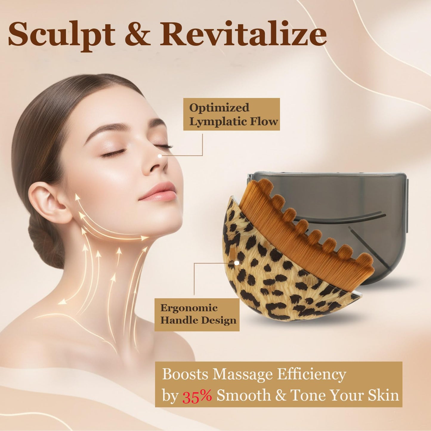 2PCS Lymphatic Contour Face Brush, Lymphatic Drainage Brush for Sculpting & Lifting, Gentle Facial Sculpting for Jawline & Cheeks, Ergonomic Lymphatic Face Brush for Chin & Neck, Ultra-Soft Bristles