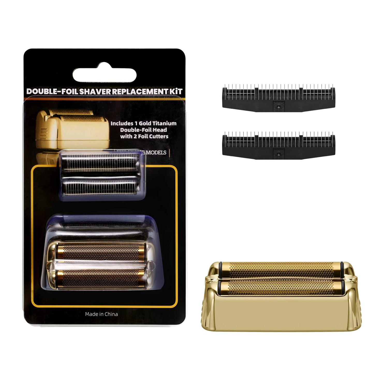 Shaver Replacement Foil and Cutter，Compatible with BaBylissPRO FXONE Double Foil Stick Shaver,Gold