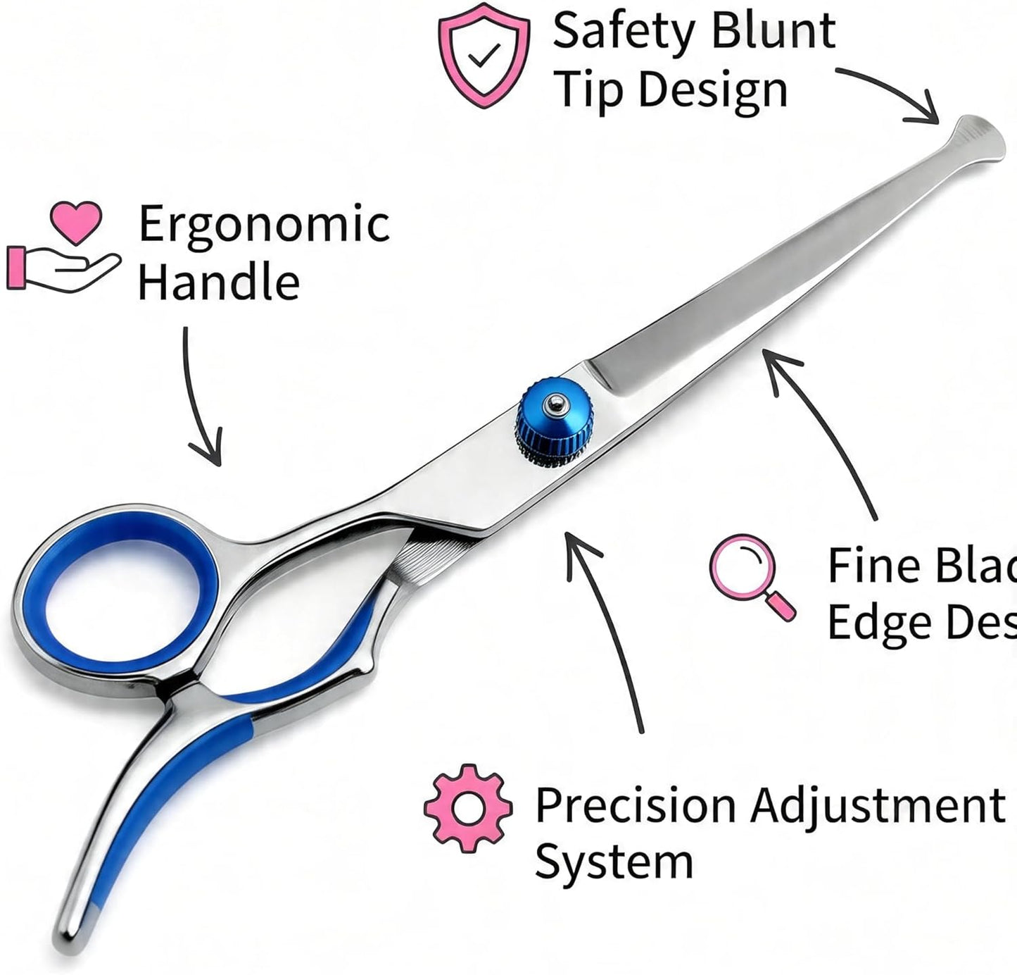 Pubic Hair Scissors - Round-Tip Bikini Trimmer for Sensitive Areas | Stainless Steel, Ergonomic Grip, Blue