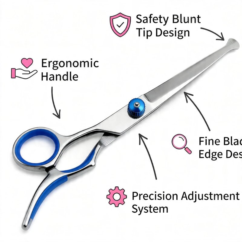 Women’S Pubic Hair Scissors Round-Tip Scissors&Bikini Trimmer Safety Groomer For Sensitive Areas, Stainless Steel, Ergonomic Grip（blue）