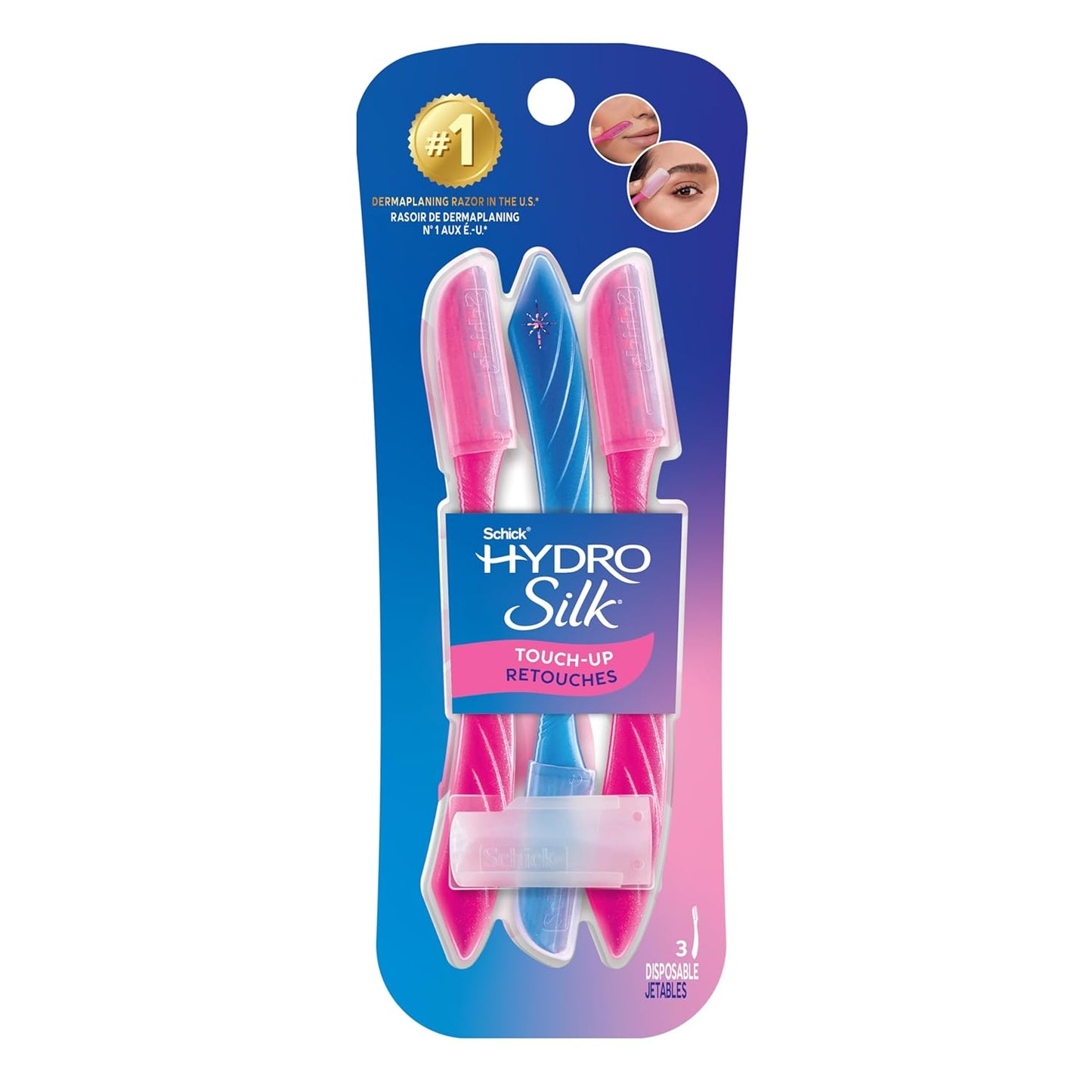Schick Hydro Silk Touch-Up Dermaplaning Razor - Precision Facial Hair Remover for Women, 9ct | Eyebrow & Peach Fuzz Tool