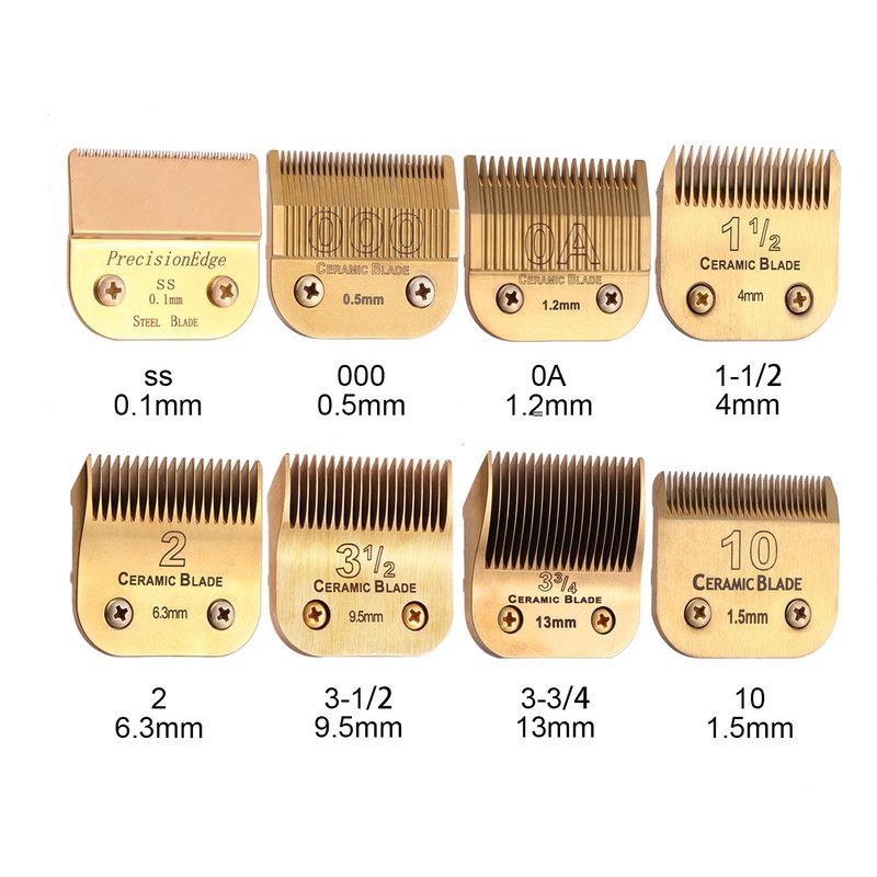 Professional Detachable Replacement Ceramic Blades Set,Cut Length,Compatible with Andis AGC,BDC,BGC,MBG Series/Oster Classic 76/Star-Teq/Power-Teq/A5 Clipper (0.5mm-9.5mm 5 PACK) Golden