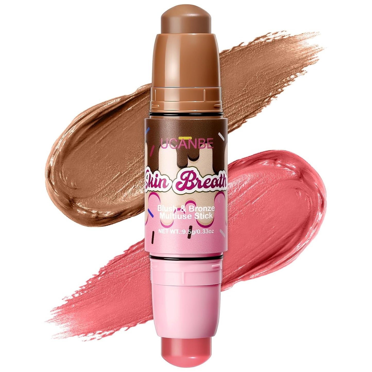 UCANBE Blush & Bronzer Stick - 2-in-1 Cream Makeup for Natural Glow | Travel-Friendly, 04 Blooming Rose