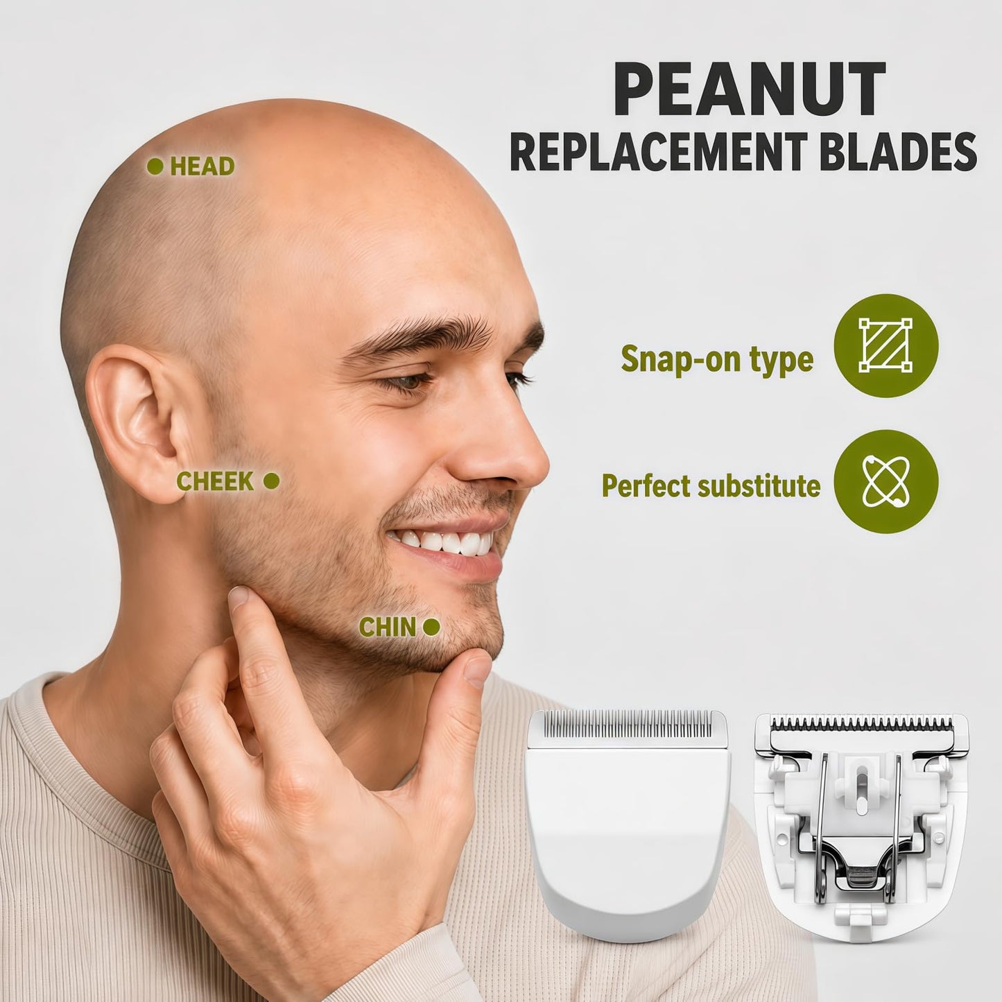 2 Pack Professional Peanut Clipper/Trimmer Snap On Replacement Blades #2068-300 - Compatible with Wahl Peanut Hair Clipper/Trimmer, White