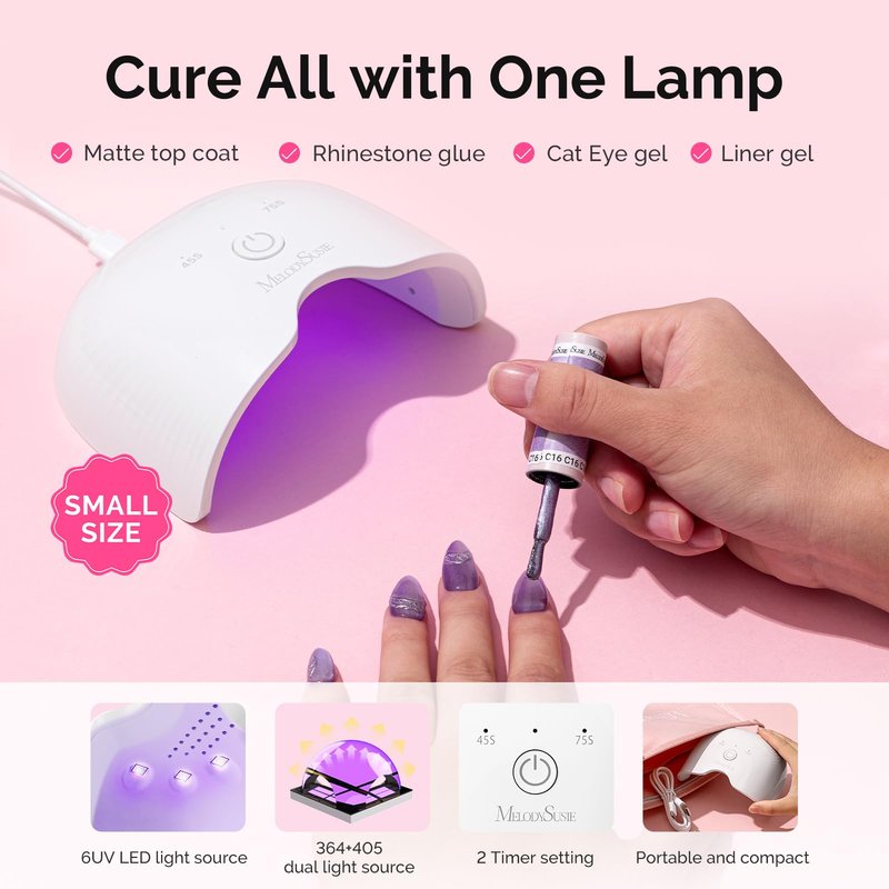 MelodySusie Gel Nail Polish Kit with UV Light P-ART06F- Popular Color Jelly Gel with Builder and Baser &Glossy Top Coat Soak Off Includes Nail Art Tools Nail Art Gift for Women & Girls
