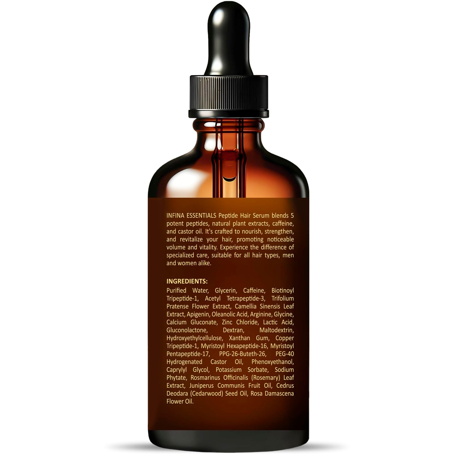 INFINA ESSENTIALS Peptide Hair Serum for Hair Growth Men & Women - Copper Peptides for Hair Growth - Caffeine Hair Growth Serum for Hair Thinning & Loss - Multi Peptide Serum for Hair Density 2 fl oz