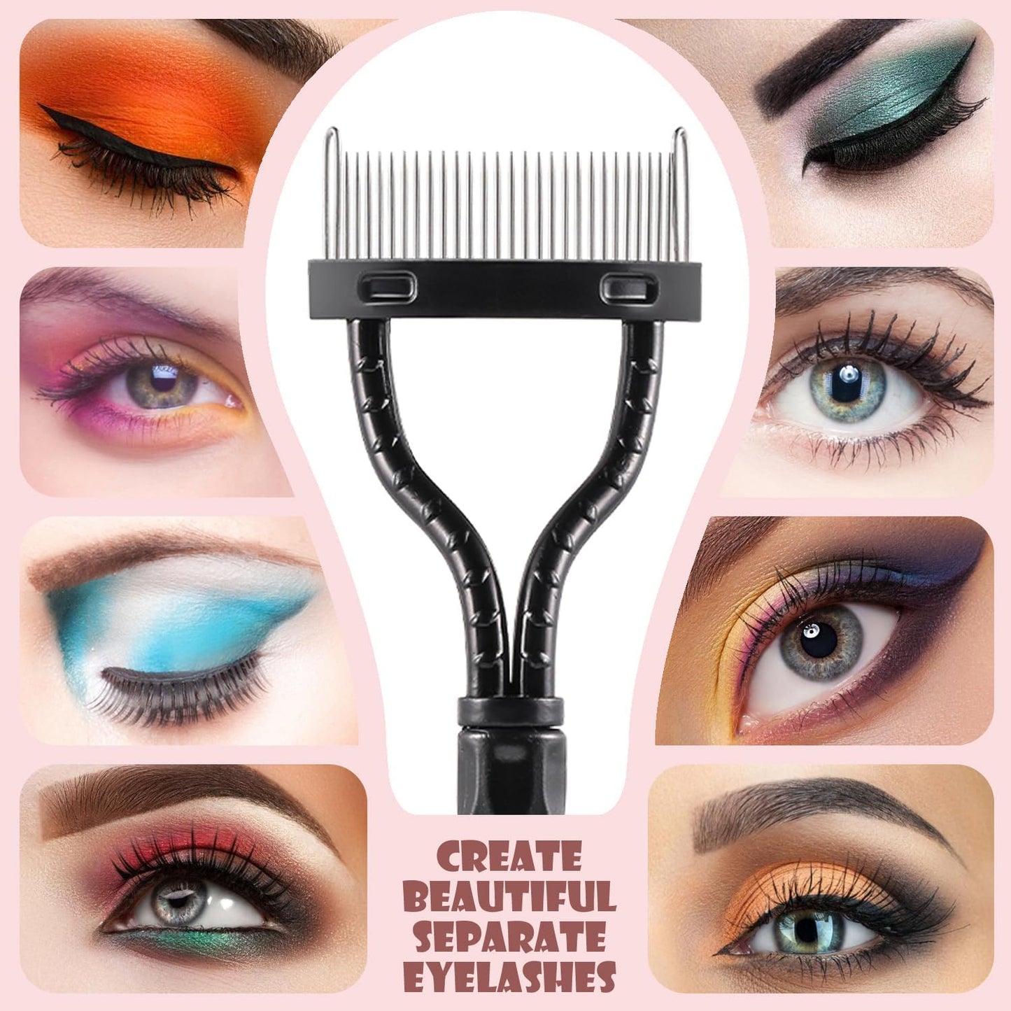 Eyelash Comb Separator - Arc Designed Eyelash Definer Applicator with Cover | 2 Pcs Black