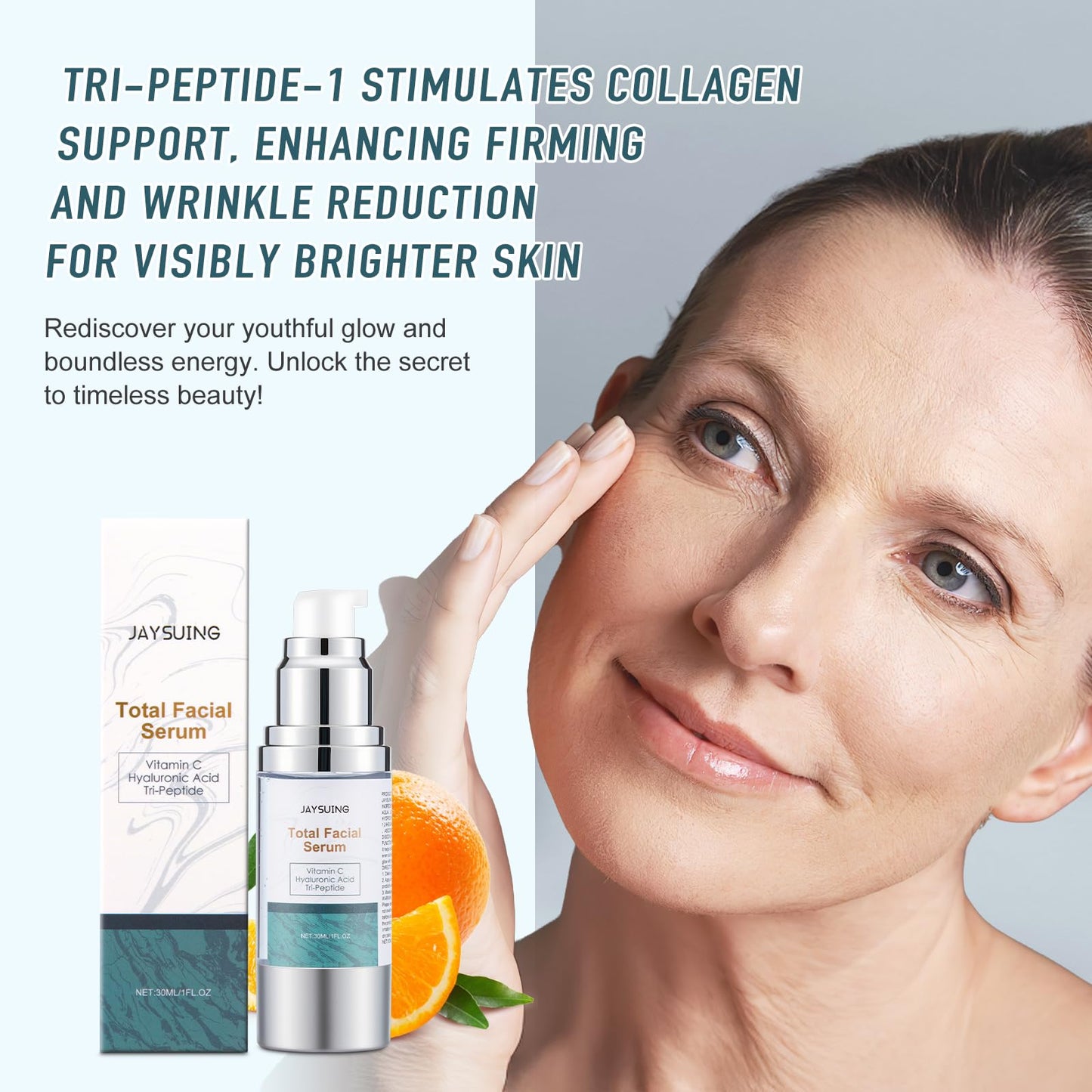 Vitamin C Serum for Face with Hyaluronic Acid & Peptides - Anti Aging Serum for Women & Men, Dark Spot Corrector for Firming, Hydrating Treatment to Reduce Wrinkles & Fine Lines, 1 fl oz