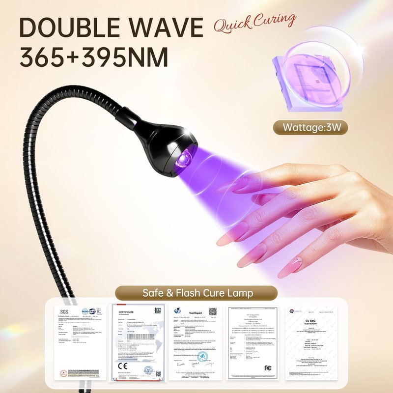 AORAEM LED Nail Lamp - Professional Gel Nail Curing Light with Gooseneck Clamp | Adjustable Black Design