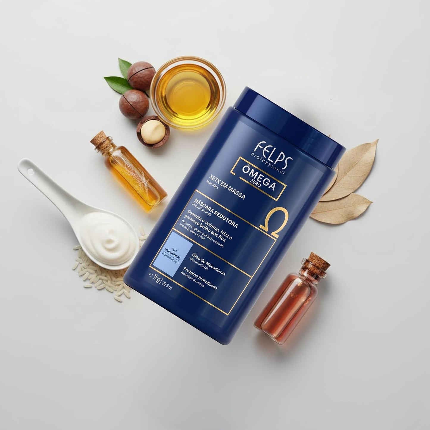 Felps XBTX Omega Zero Hair Volume Reducer - Macadamia Oil, Formaldehyde-Free | 1kg / 35.3fl.oz